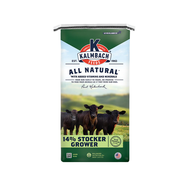 14% All-Natural Stocker Grower – Balanced Feed for Growing Cattle - 50 lb