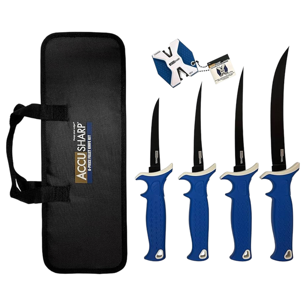 ACCUSHARP® Fillet & Bait Knife Kit – 6-Piece Fishing Knife Set with Sharpener & Storage Case