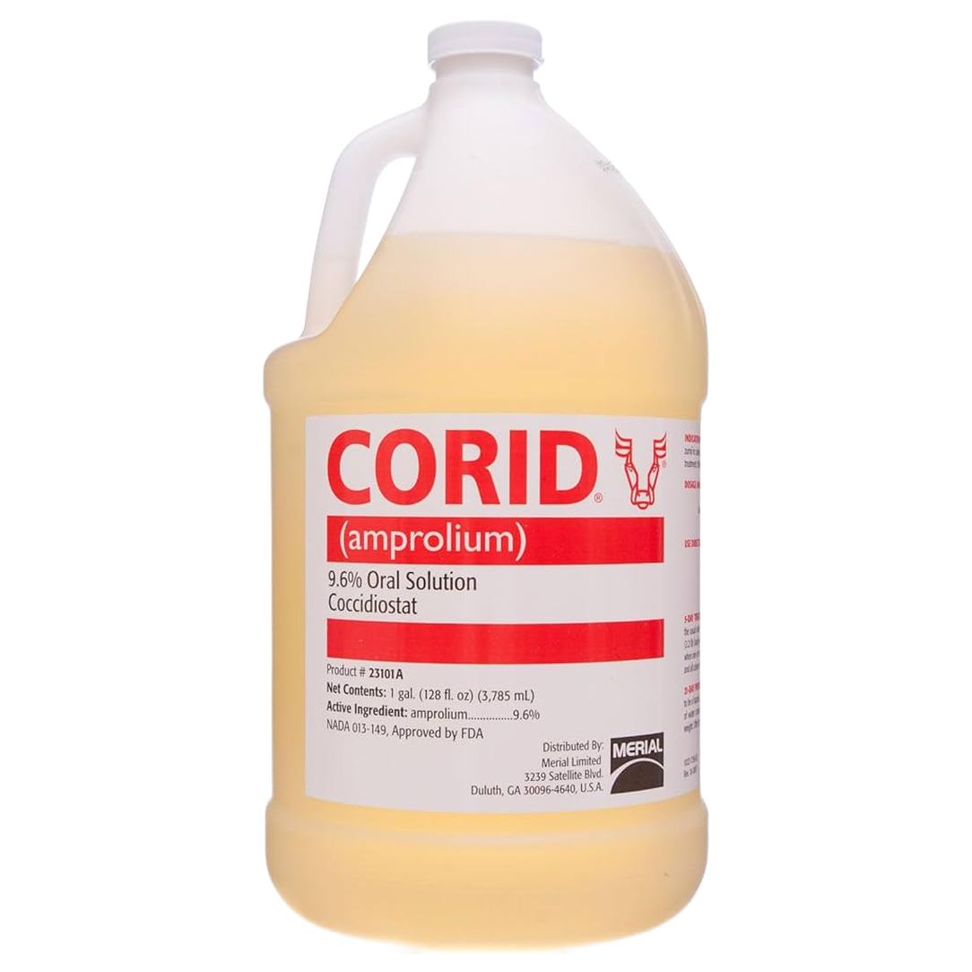 Corid 9.6% Oral Solution (Amprolium) Coccidiosis Treatment for Calves - 1 Gal