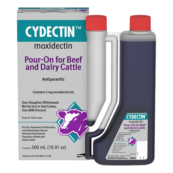 Cydectin® Moxidectin Pour-On for Beef & Dairy Cattle - Long-Lasting Parasite Control - 500 ML