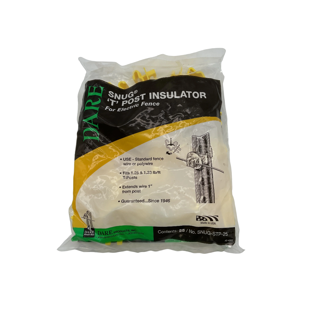 Dare Snug T-Post Insulator – Yellow, Fits 1.25 & 1.33 lb/ft T-Posts