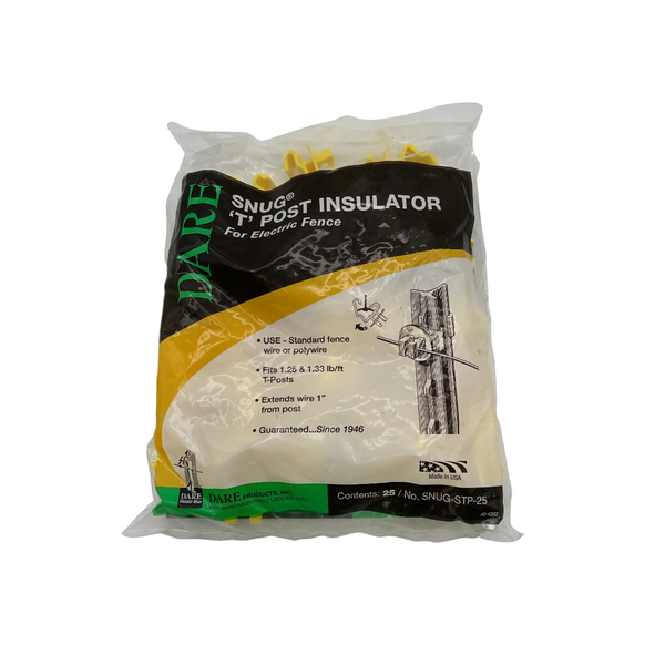 Dare Snug T-Post Insulator – Yellow, Fits 1.25 & 1.33 lb/ft T-Posts
