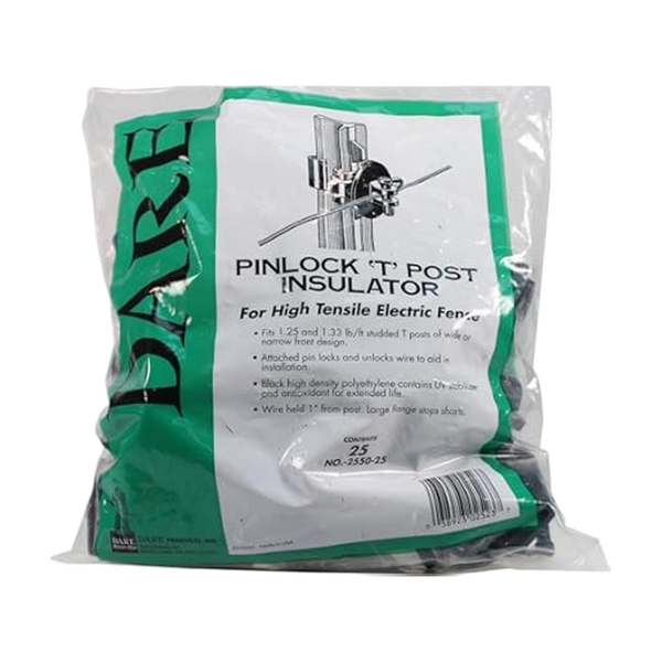 Dare Wood Post Pinlock Insulator – Black, 25 Pack (183377)