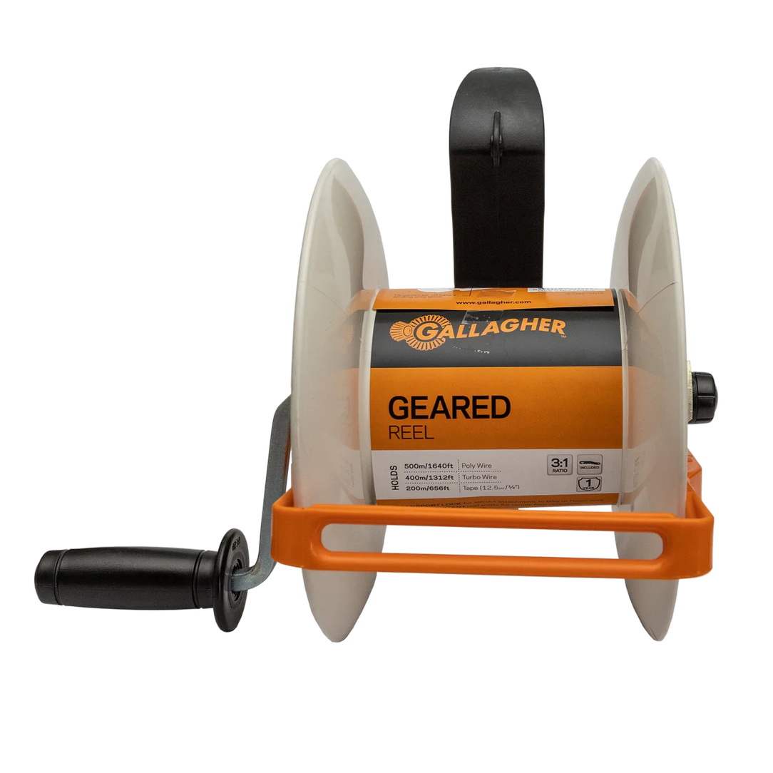 Gallagher Geared Medium Reel – 1/4 Mile Turbo Wire Capacity