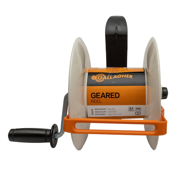 Gallagher Geared Medium Reel – 1/4 Mile Turbo Wire Capacity