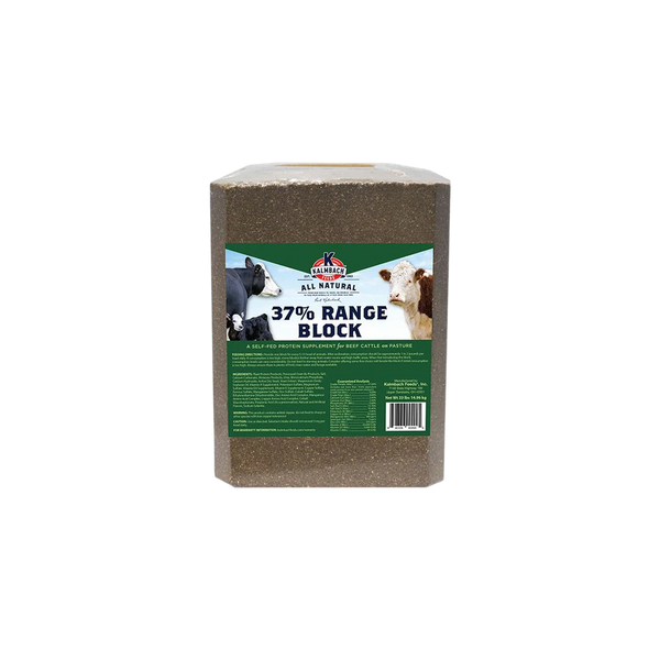 Kalmbach 37% Range Block for Cattle – High-Protein Pasture Supplement - 33 lb