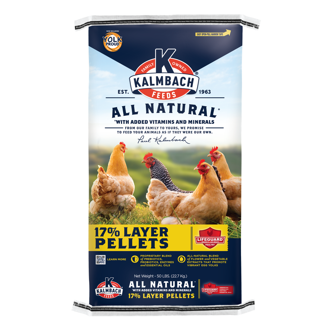 Kalmbach Mini Layer Pellet 17% With Yolk Proud - Premium Egg Layer Feed - 50 lb