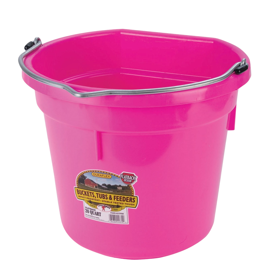 Little Giant Flat Back Plastic Feed Bucket – 20 Quart / 5 Gallon, with Metal Handle