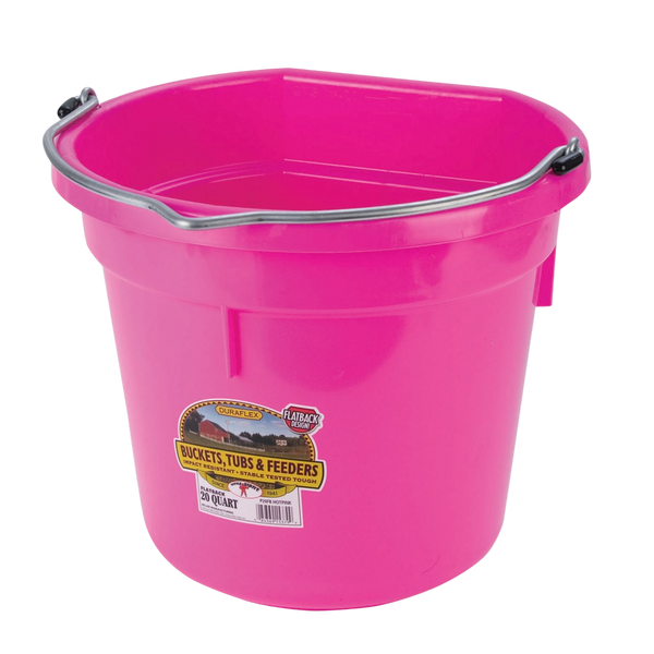 Little Giant Flat Back Plastic Feed Bucket – 20 Quart / 5 Gallon, with Metal Handle