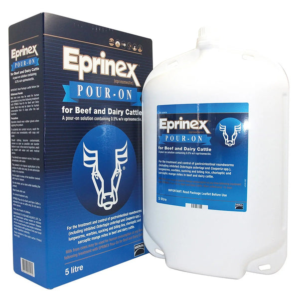 Eprinex® (Eprinomectin) Pour-On Broad-Spectrum Cattle Wormer & External Parasite Control - 5 L
