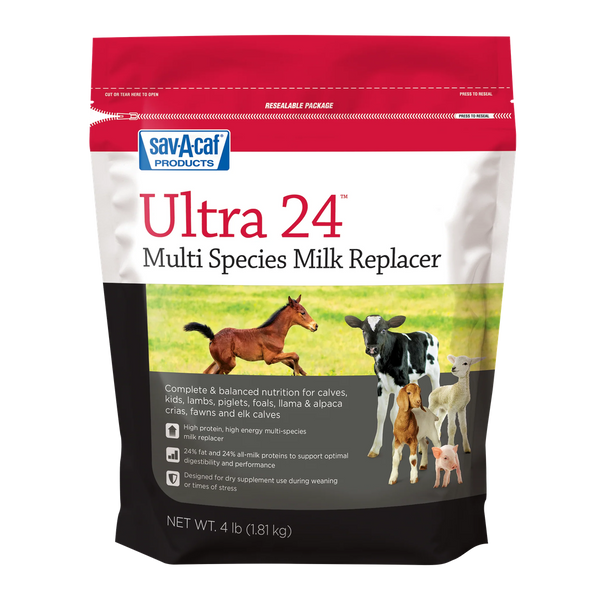 Milk Products Grade A Ultra 24 Milk Replacer – All-Milk Protein Formula for Calves & Livestock - 4 lb