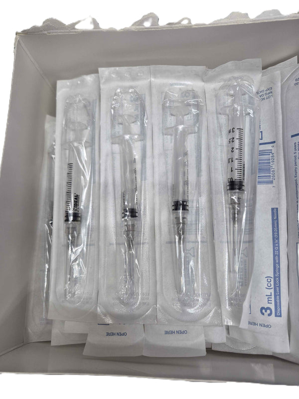 3 mL Luer Lock Syringe Sterile, Individually Wrapped