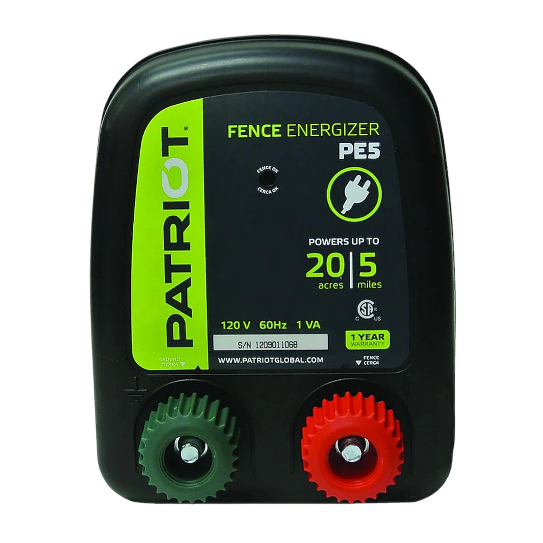 Patriot® PE5 Fence Energizer – 5 Mile / 20 Acre Electric Fence Charger