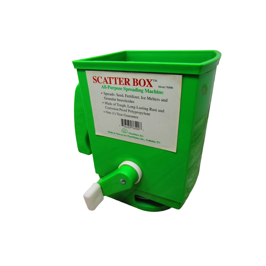 PlantMates® Scatter Box Hand Spreader – Compact 3 lb Hopper Broadcast Spreader