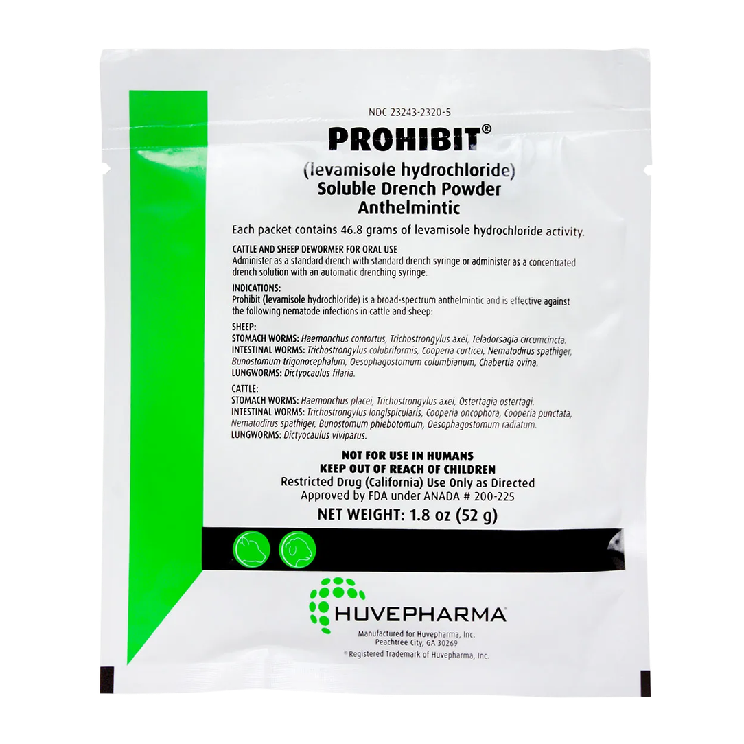 Prohibit Soluble Drench Powder 52 g – Broad-Spectrum Dewormer for Goats & Sheep