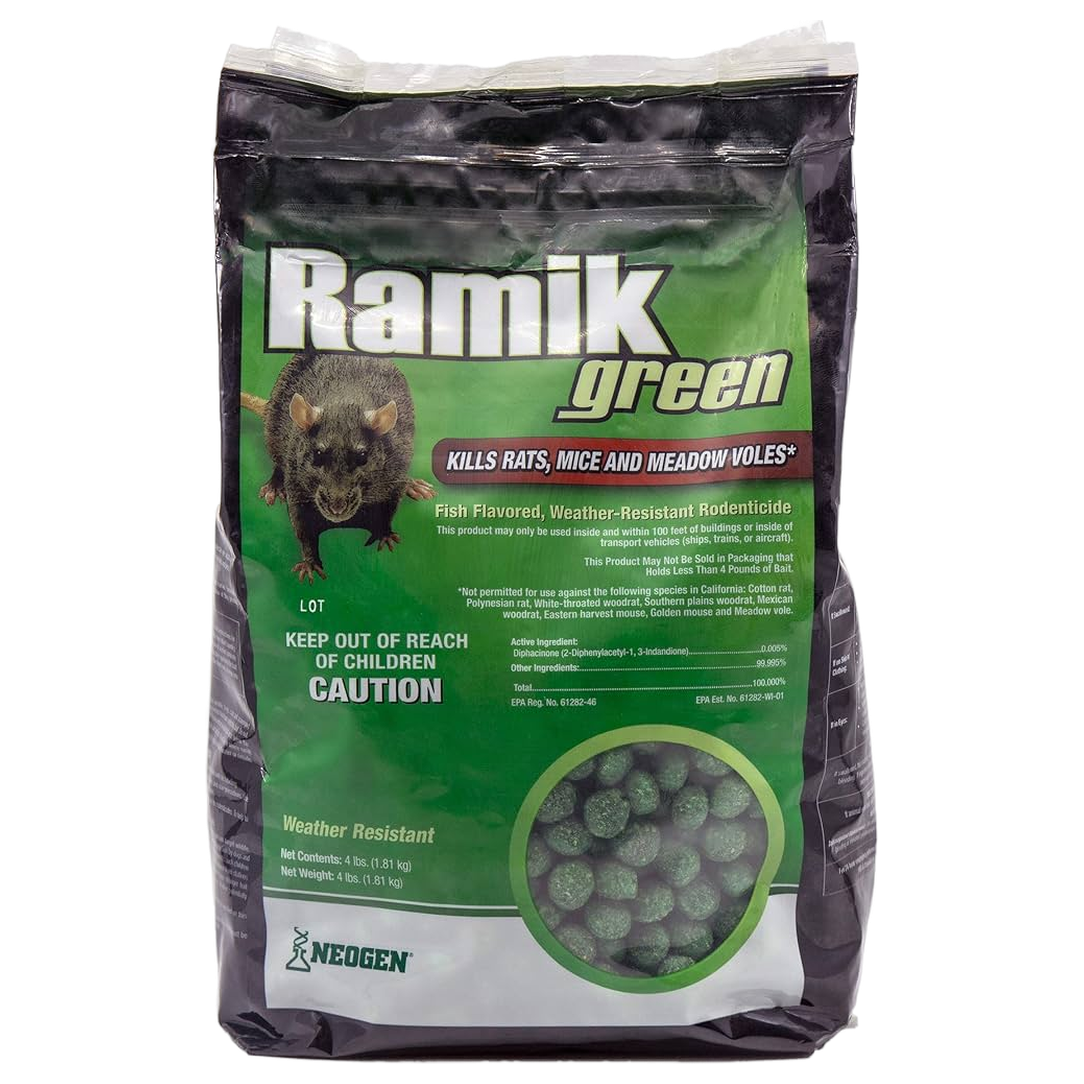 Ramik® Green Fish-Flavored Rodenticide Nuggets – 4 lb Weather-Resistant Bag