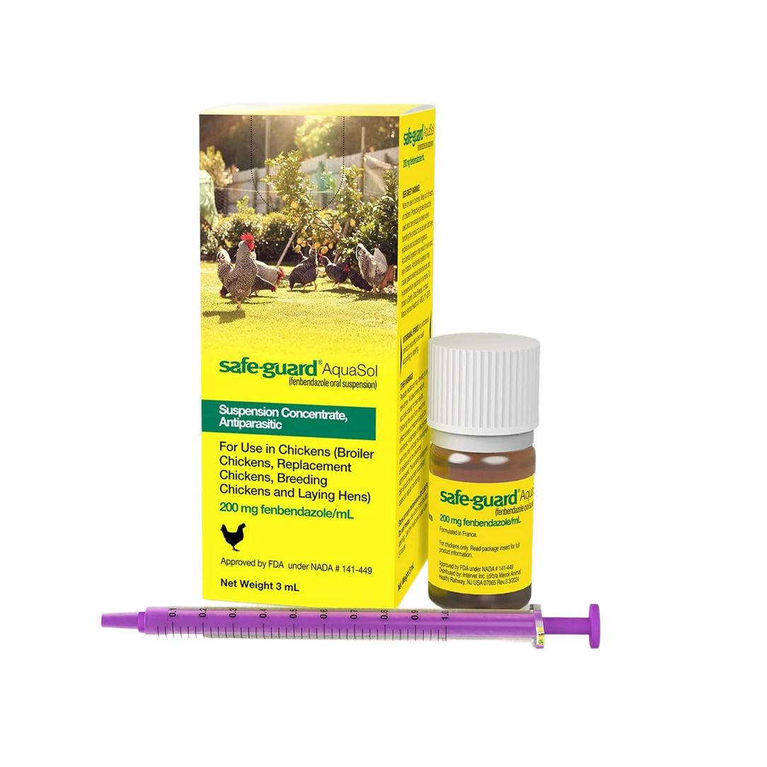 Safe-Guard AquaSol Fenbendazole Oral Dewormer for Chickens - Water-Soluble Poultry Wormer - 3 ML