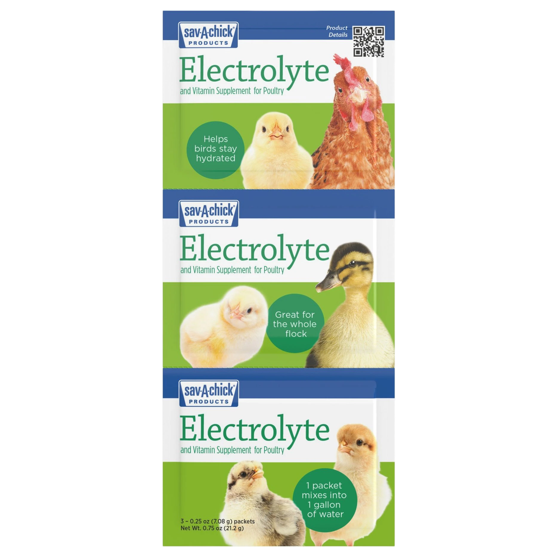 Save-A-Chick Electrolyte 3 Pack - .25 oz Per Pack - Hydration Support for Chicks & Poultry