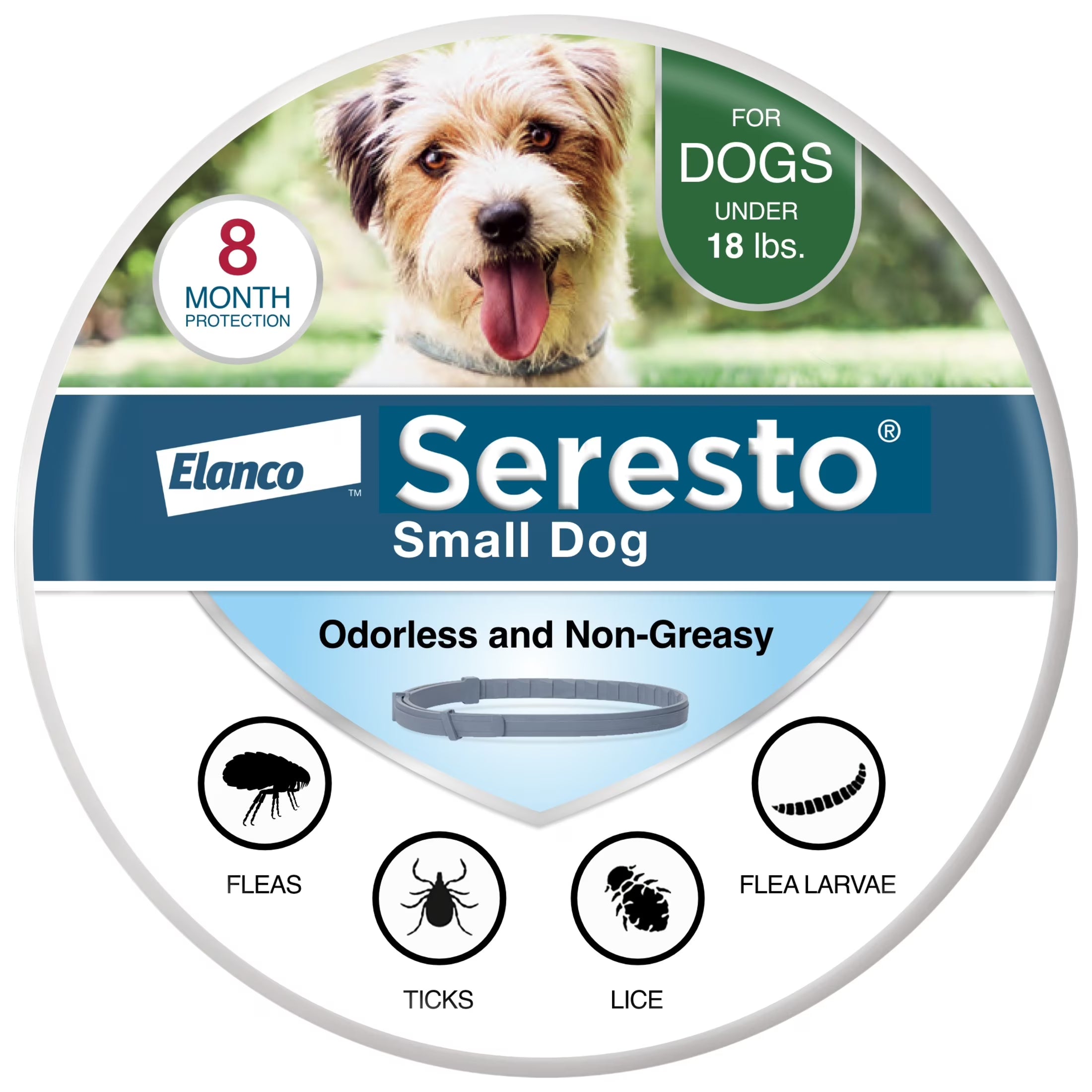 Seresto Small Dog Flea & Tick Collar (Under 18 lb, 8-Month Protection)