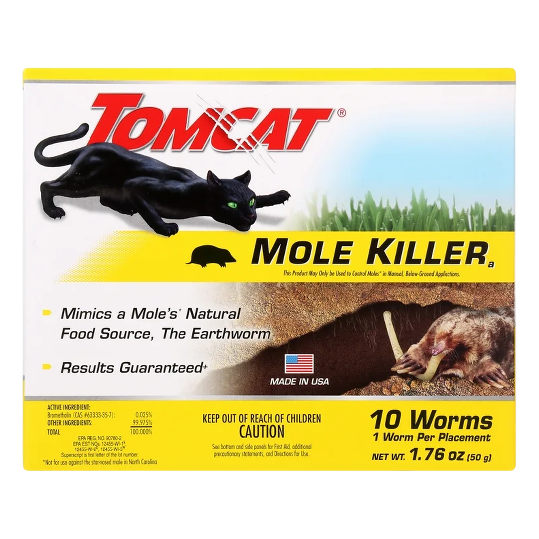 Tomcat® Mole Killer Worm Baits – 10 Count (Single-Feed Kill)