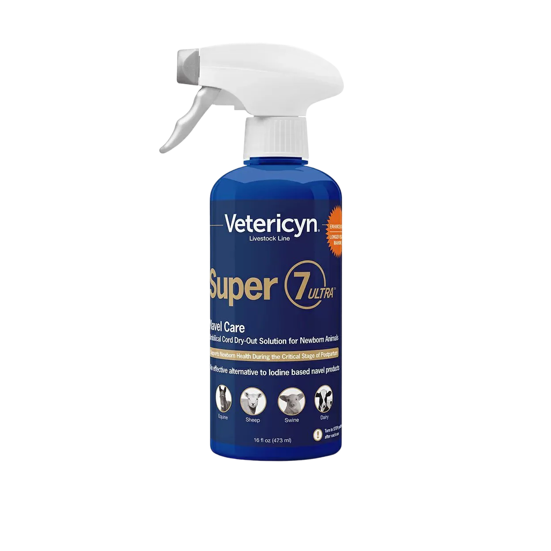 Vetericyn Super 7 Ultra Navel Care Fast-Drying Umbilical Protection for Newborn Livestock - 16 oz
