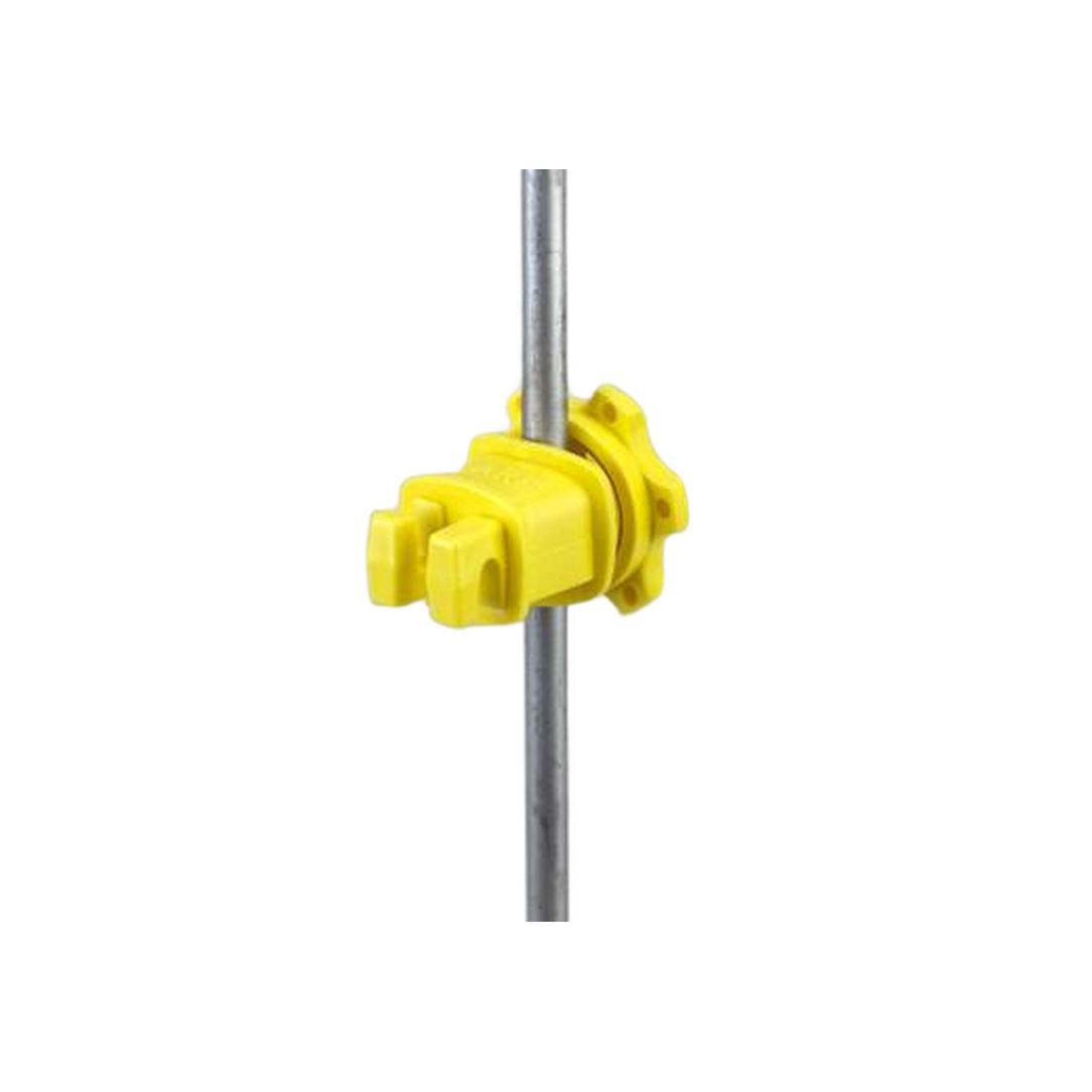 Western Screw-Tight Electric Fence Insulator – Round & Fiberglass T-Post, Yellow, 25 Pack