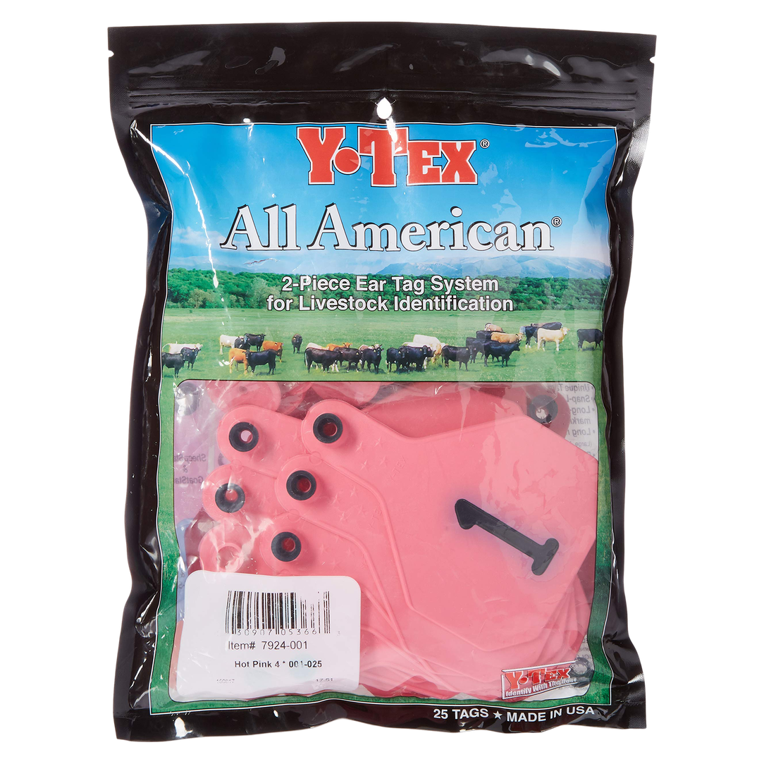 Y-Tex Cow 2-Piece Ear Tag - White 4-Star Cattle Identification Tag - 76-100