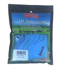 Y-Tex Cow 2-Piece Ear Tag - Blue 4-Star Cattle Identification Tag - 1-25