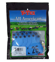 Y-Tex Cow 2-Piece Ear Tag - Blue 4-Star Cattle Identification Tag - 26-50