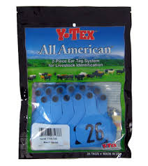 Y-Tex Cow 2-Piece Ear Tag - Blue 4-Star Cattle Identification Tag - 26-50