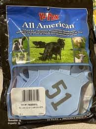 Y-Tex Cow 2-Piece Ear Tag - Blue 4-Star Cattle Identification Tag - 51-75