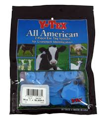 Y-Tex Cow 2-Piece Ear Tag - Blue 4-Star Cattle Identification Tag - Blank