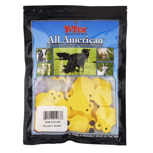 Y-Tex Calf 2-Piece Ear Tag - Yellow 3-Star Cattle Identification Tag - 26-50