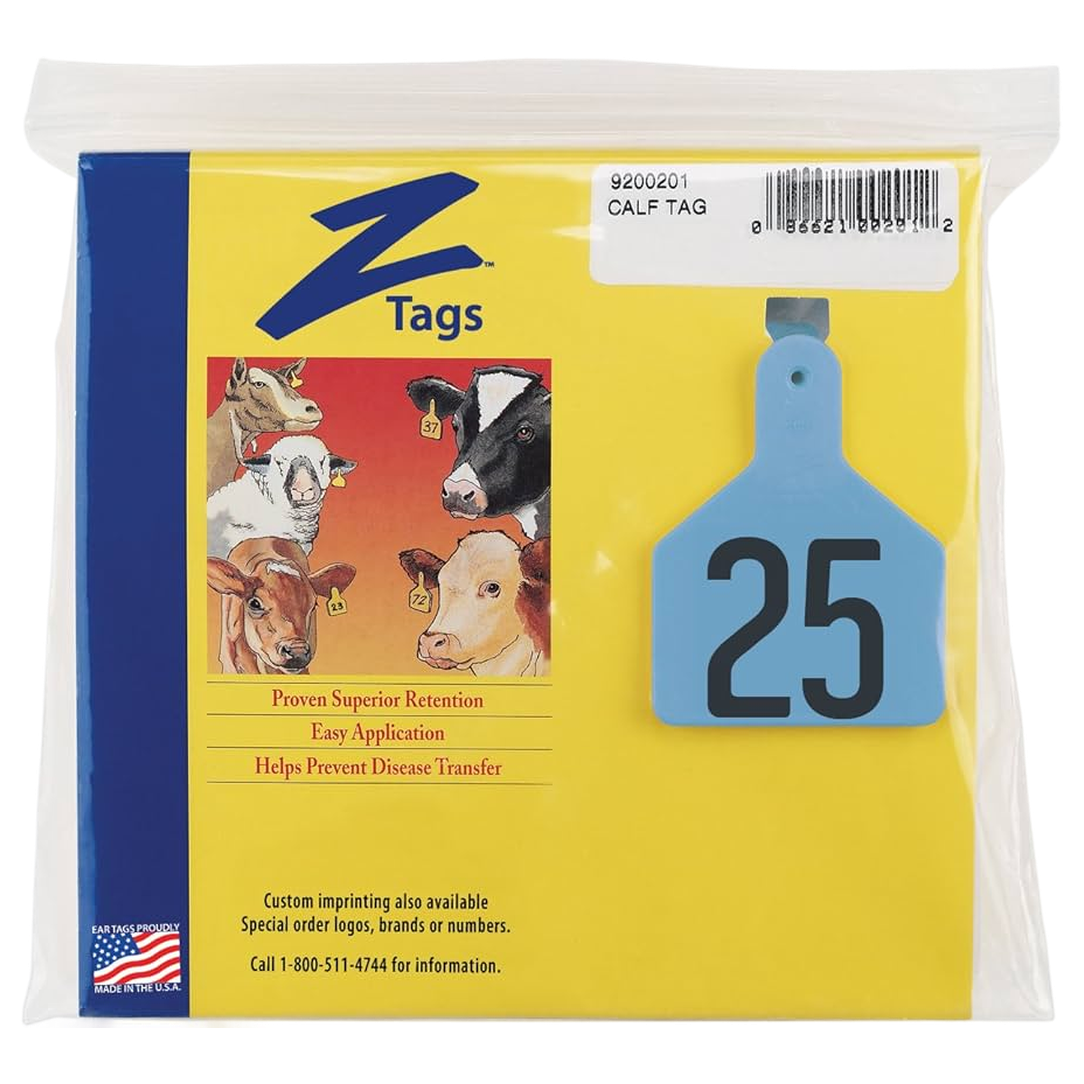 Z Tags for Cattle - White One-Piece Ear Tag with Self-Piercing Design - 1-25