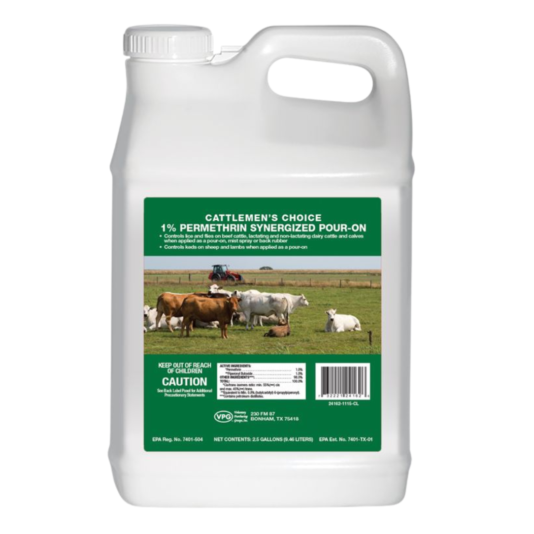 Cattlemen’s Choice 1% Permethrin Synergized Pour-On - 2.5 Gallons – Fly & Lice Control for Cattle