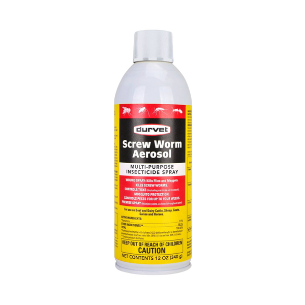 Durvet Screw Worm Aerosol Spray – Multi-Purpose Insecticide for Livestock & Wound Protection - 12 oz