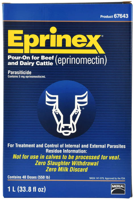 Eprinex® (Eprinomectin) Pour-On Broad-Spectrum Cattle Wormer & External Parasite Control - 1 L