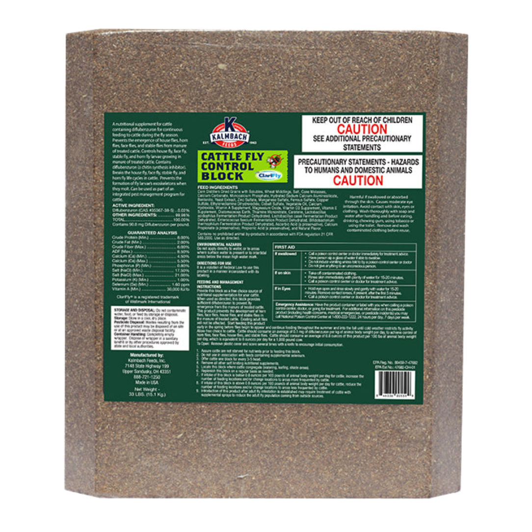 Kalmbach Cattle Fly Block With Clarifly - 33 lb - Fly Control Mineral Block
