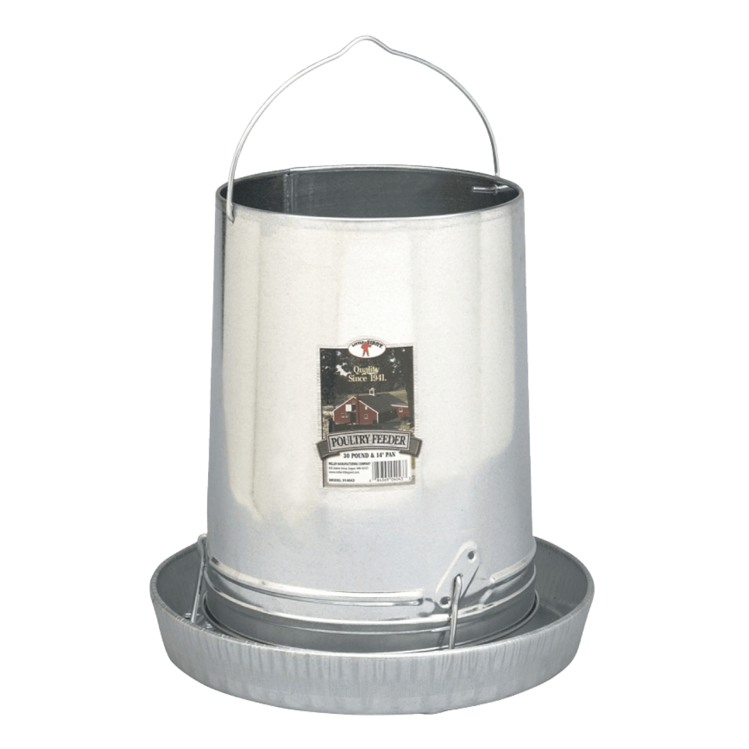 Little Giant® 30 lb Galvanized Steel Poultry Feeder with Rolled Edge