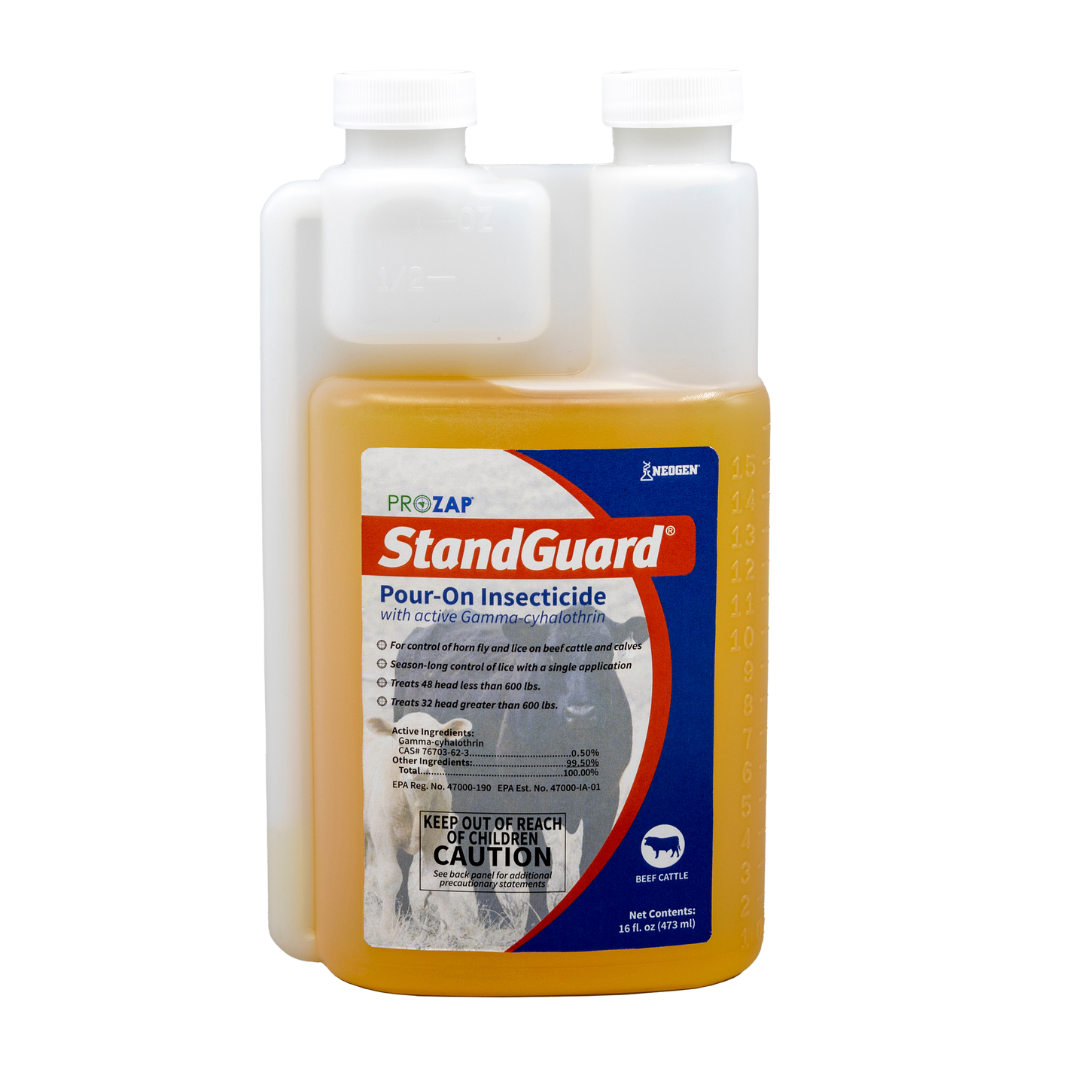 Neogen Prozap StandGuard Pour-On - Powerful Fly & Lice Control for Cattle - 16 oz