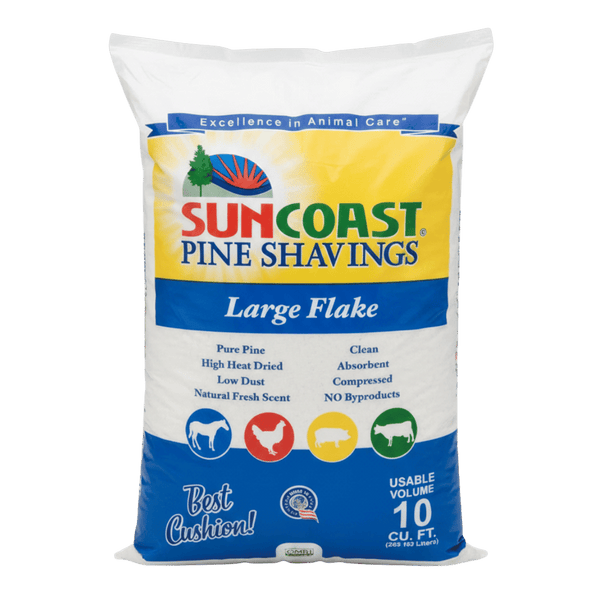 Suncoast Large Flake Pine Shavings – Premium Low-Dust Animal Bedding - 10 cu. ft